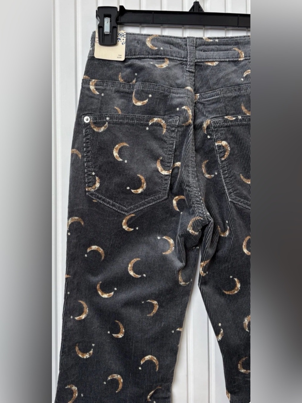 Pilcro Flare Gray Corduroy Bootcut Pants 25 Celestial Moon Whimsigoth Witchy - Picture 6 of 8